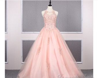 Vintage Gothic Prom Dress Pink Ball Gown Embroidered Prom Dress Floral Bridal Wedding Dress Black Women Formal Gown with Beaded Applique