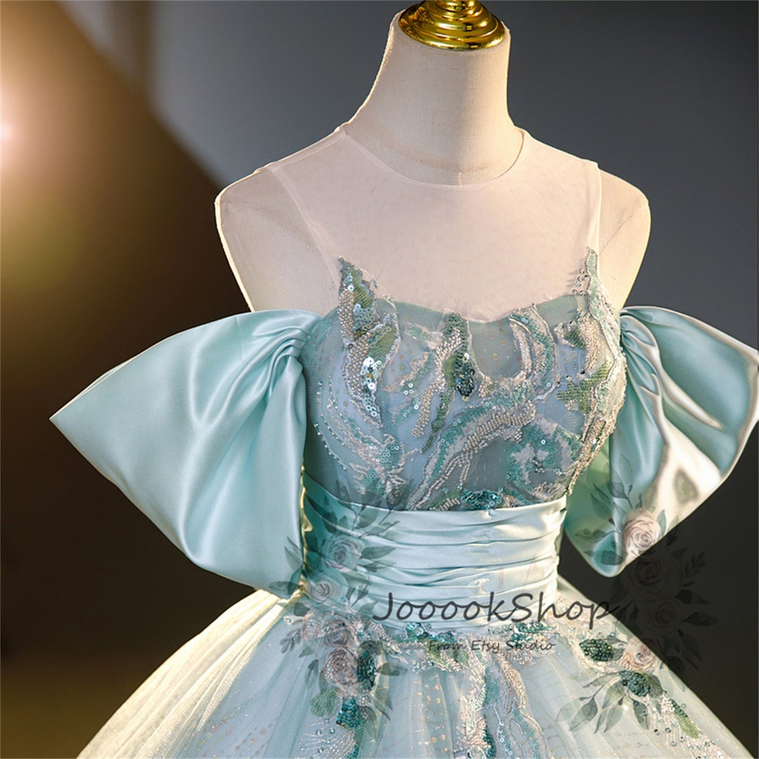 Forest Mint Green Beading Tulle Prom Dress ,fairy Quinceañera Dress ...