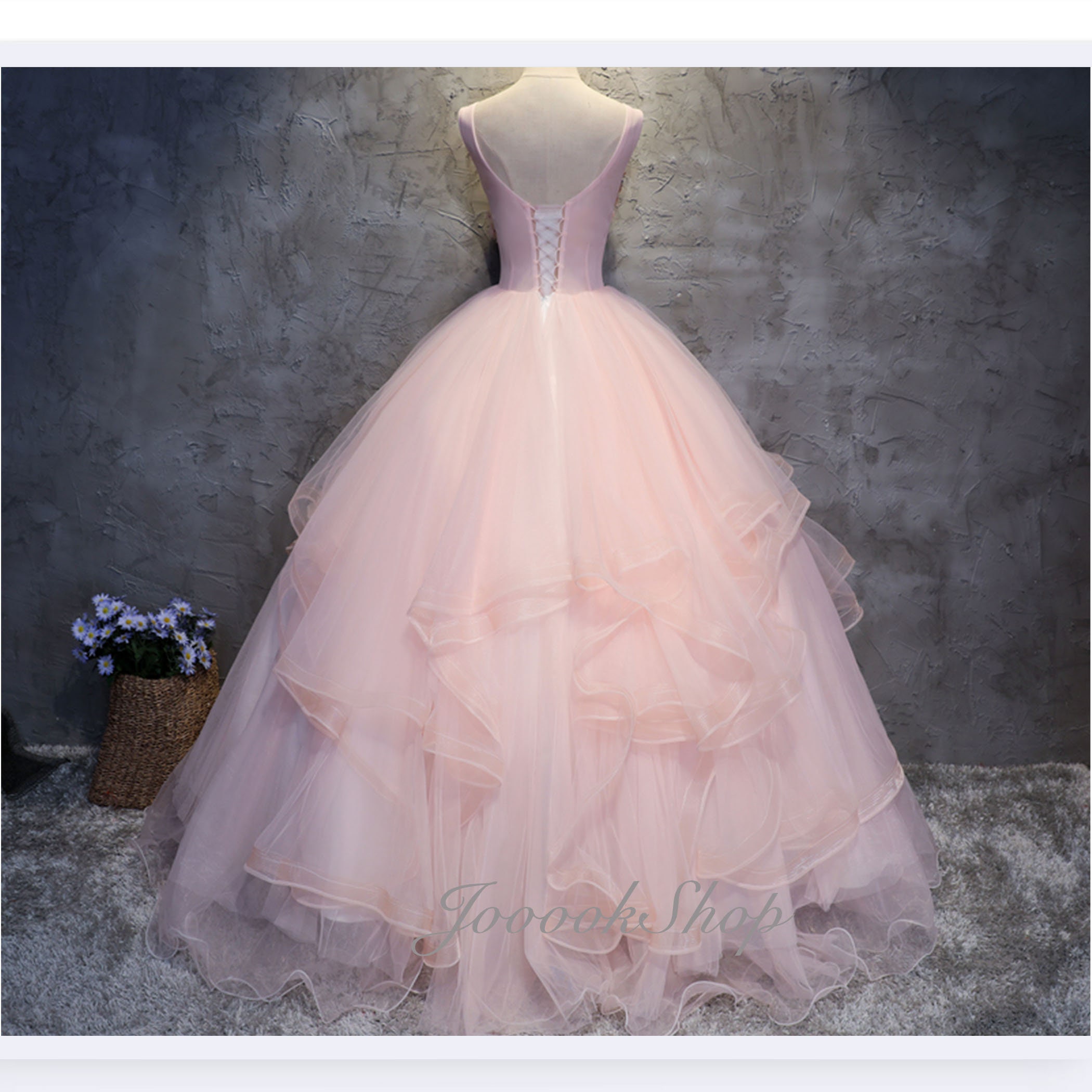 Elegant Pink Wedding Dress Blush Pink Floral Applique Beading - Etsy