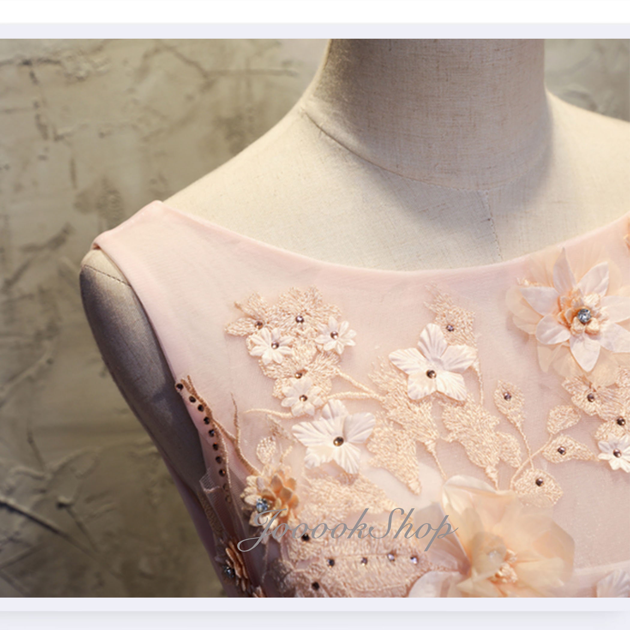 Pink Wedding Dresses Bridal Gown with Appliques Elegant Prom Dress C2347