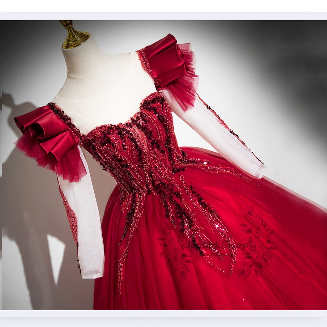 Vintage Ball Gown V Neckline Red Homecoming Dress Ruffles Layers Birthday Outfits main image 1