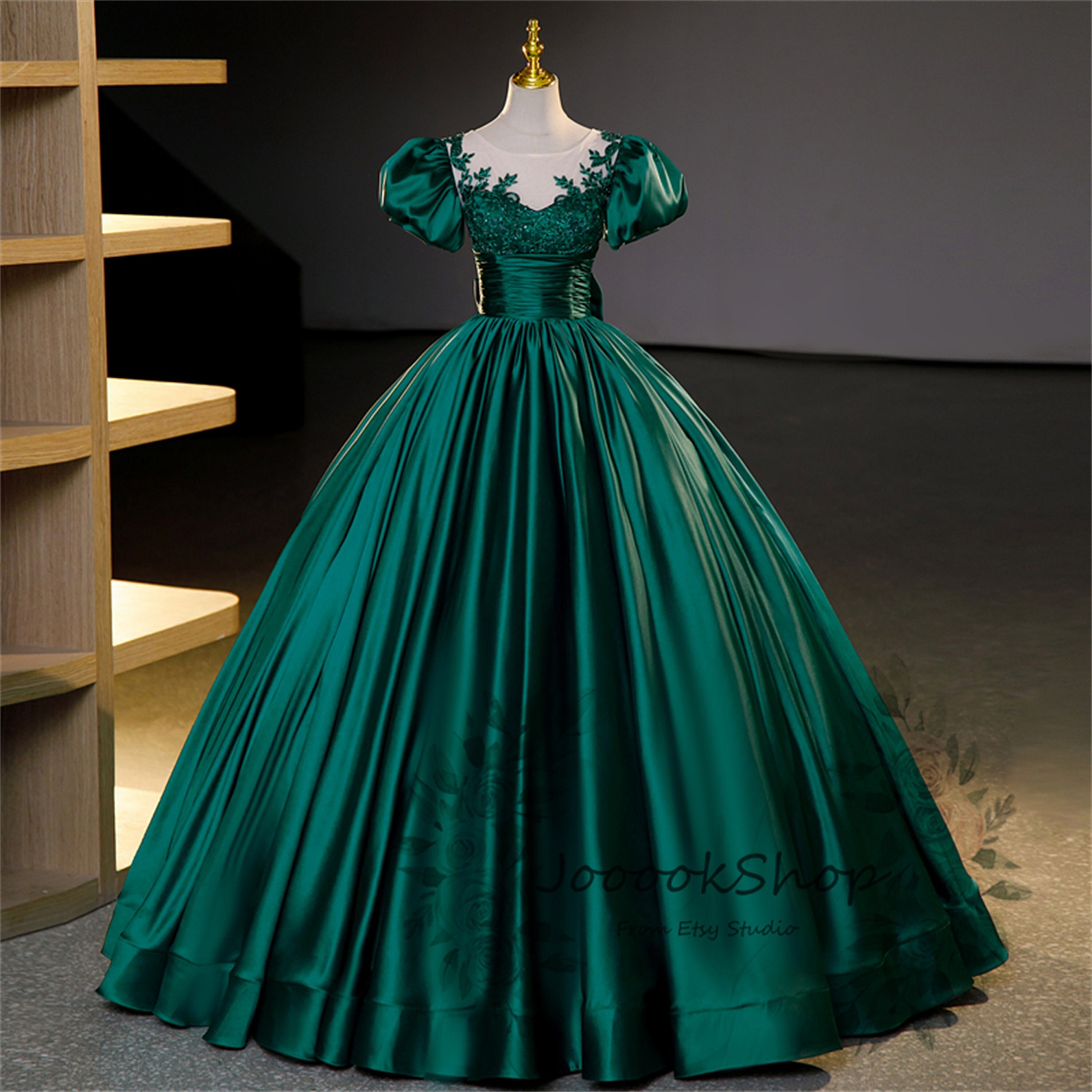 Chic A-line Off-the-shoulder Beaded Prom Dress Green Evening Gowns #OP –  SELINADRESS