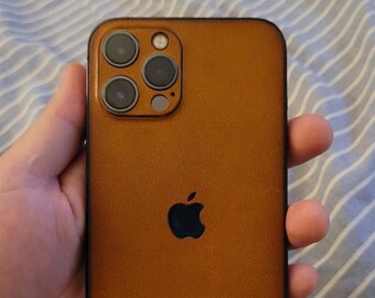 Natural Leather iPhone SKIN wrap / Genuine Leather iPhone Skin 15 / 14 / 13 / 12 / 11 / X / XS / XR