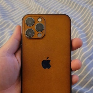 Natural Leather iPhone SKIN wrap / Genuine Leather iPhone Skin 15 / 14 / 13 / 12 / 11 / X / XS / XR Tan