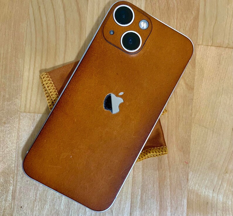 Natural Leather iPhone SKIN wrap / Genuine Leather iPhone Skin 15 / 14 / 13 / 12 / 11 / X / XS / XR image 2