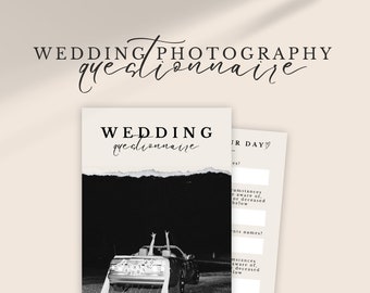 Wedding Questionnaire Template for Photographers | Canva Template for Wedding Photographers | Customizable Photo Template to Send Clients