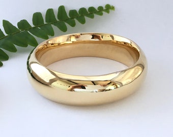 Chunky brass bangle, gold bracelet, statement jewellery, wide domed bracelet