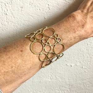 Statement bracelet, handmade brass cuff, wide gold cuff, unique jewellery, modern design