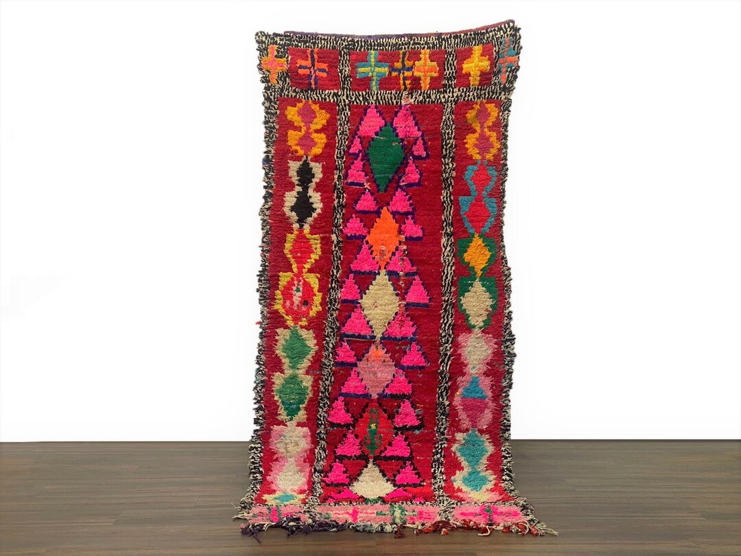 Classic Beni Mrirt Geniune Thread Cushion Rug, 3x7 Ft Vintage Berber ...