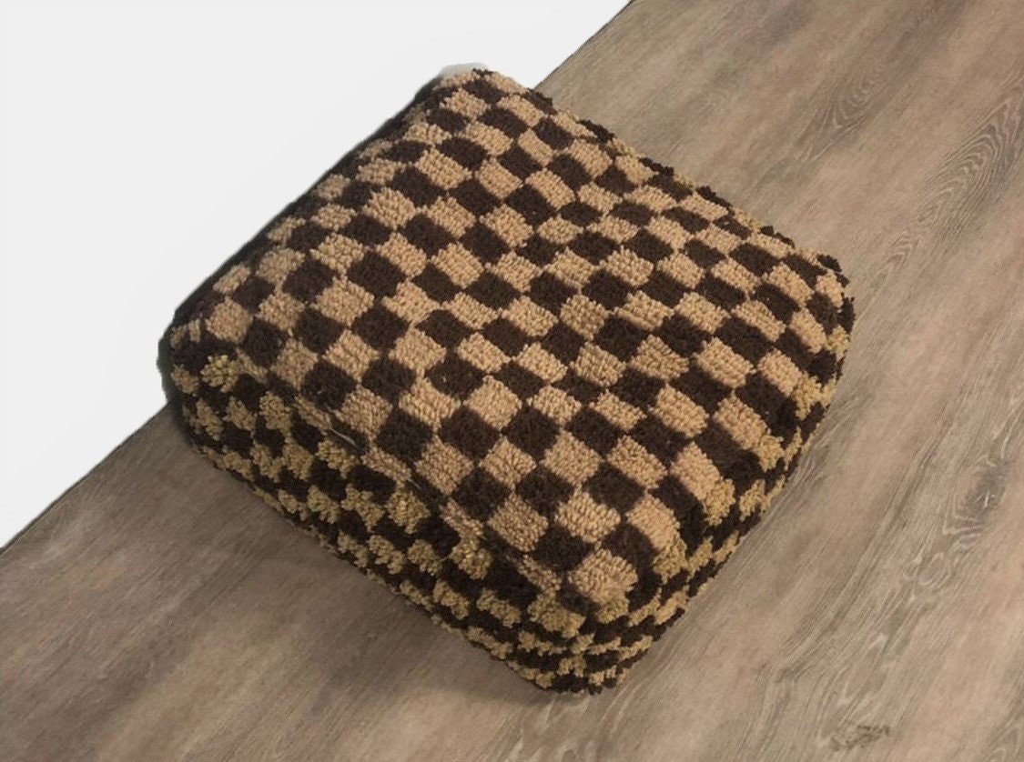 Checkered Tote with pouch(Cream, Brown, Black)