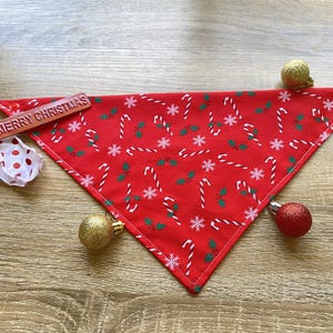 Christmas Pet Bandana, Candy Cane,  Holiday Dog Bandana, Festive Pet Accessories, Xmas Dog Scarf, Christmas Pet Apparel