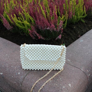 Pearl beaded bag Handmade mother-of-pearl beads bag Evening handbag image 2