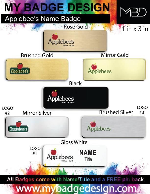 1" x 3" Applebee's Employee Name Badge
