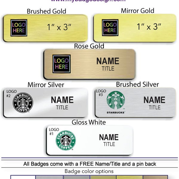 1" x 3" Starbucks Employee Name Badge