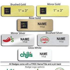 1" x 3" Chili's Employee Name Badge