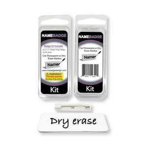 Dry Erase Name Badge Kit with Pin Back