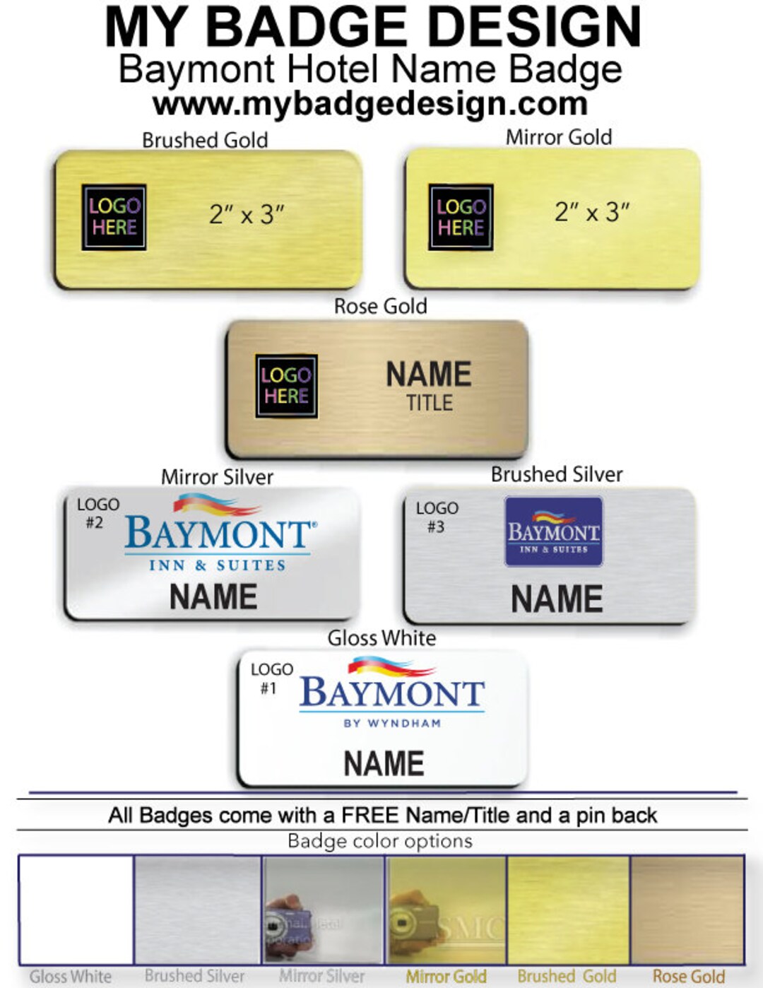 2 X 3 Baymont Hotel Employee Name Badge Etsy