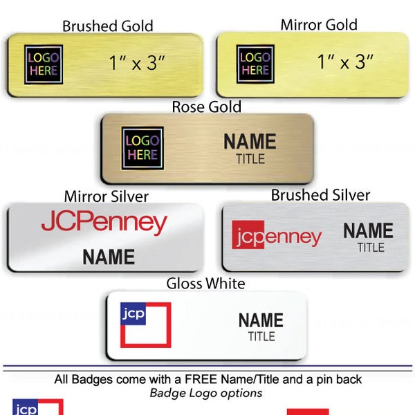 1" x 3" JC Penney Employee Name Badge