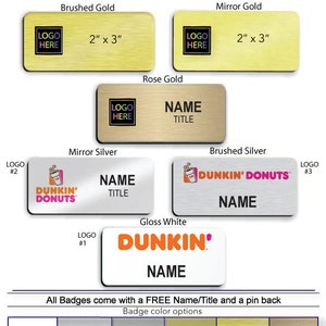 2" x 3" Dunkin Donuts Employee Name Badge