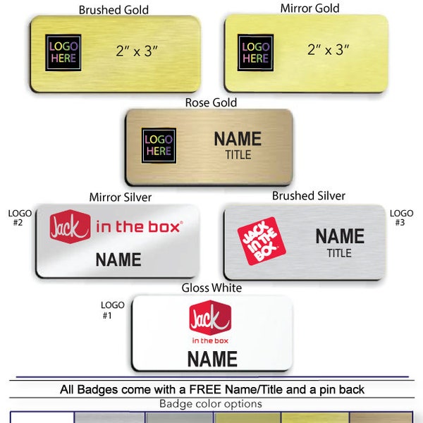 2" x 3" Jack in the Box Employee Name Badge