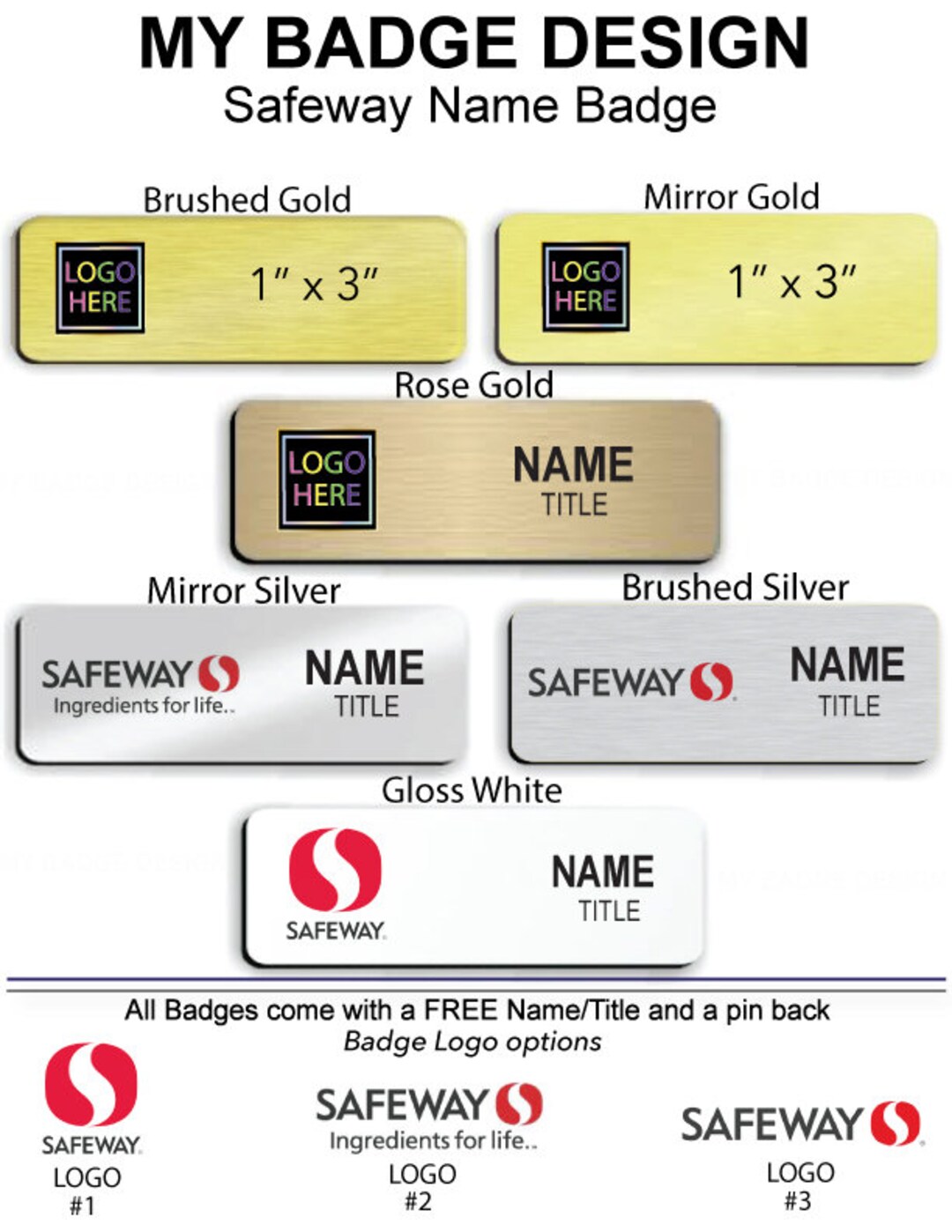 1 X 3 Safeway Employee Name Badge Etsy