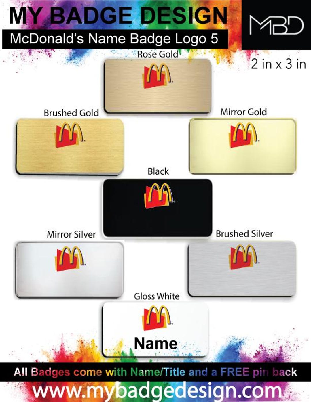 2" X 3" Mcdonald's Employee Name Badge Logo 5 - Etsy