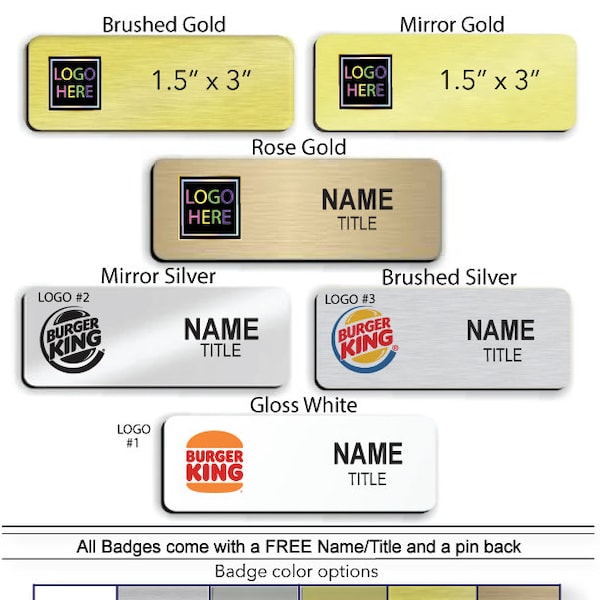 1.5" x 3" Burger King Employee Name Badge