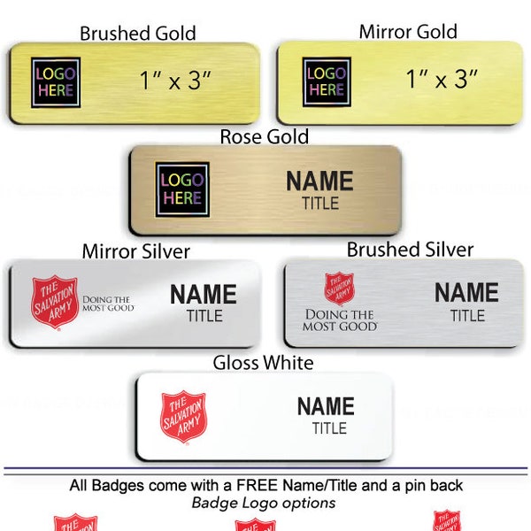 1" x 3" Salvation Army Employee Name Badge