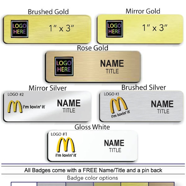 1" x 3" McDonalds (i'm loving it) Employee Name Badge