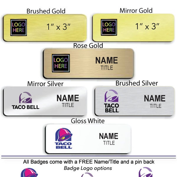 1" x 3" Taco Bell Employee Name Badge