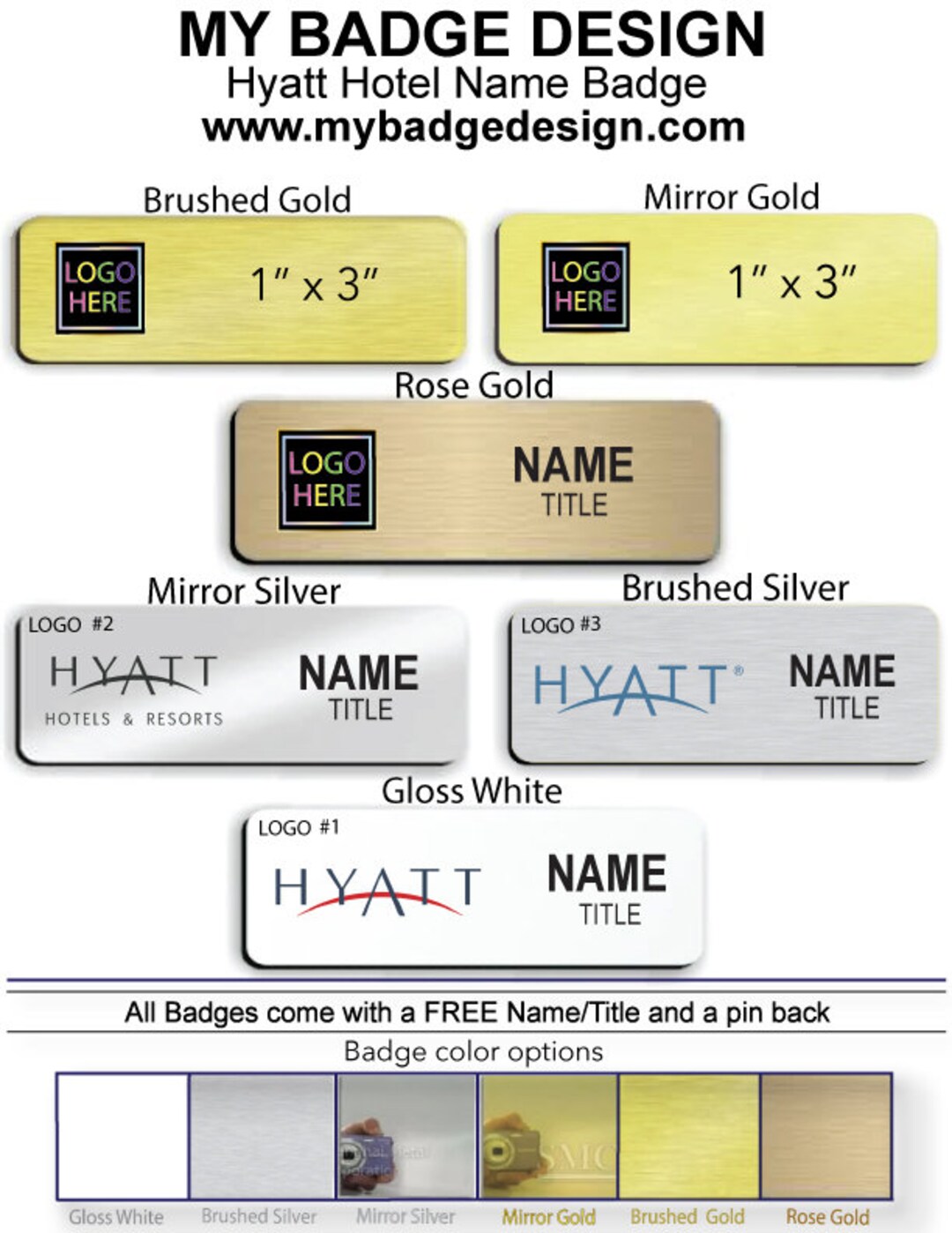 1 X 3 Hyatt Hotel Employee Name Badge Etsy