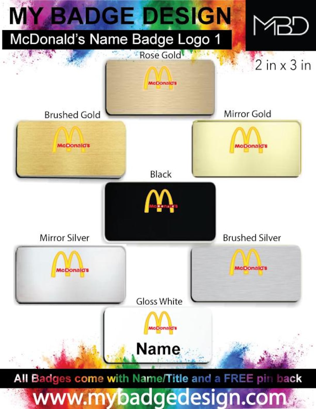 2" X 3" Mcdonald's Employee Name Badge Logo 1 - Etsy