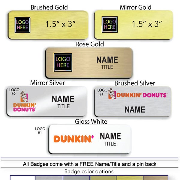 1.5" x 3" Dunkin Donuts Employee Name Badge
