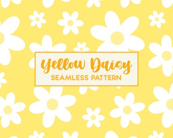 Yellow Daisy Flower Digital Pattern Download - Cute Aesthetic Summer Floral Instant Download - Bright Daisy Seamless Pattern Download