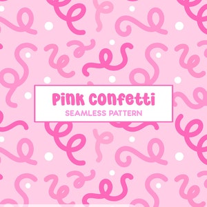 Pink Confetti Birthday Girl Seamless Pattern - Cute Birthday Digital Paper Instant Download - Printable Repeating Pattern Download