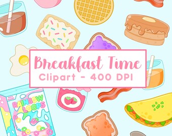 Breakfast Magical Cereal Clipart - Cute Food Instant Download - Kawaii Scrapbook Planner Decor