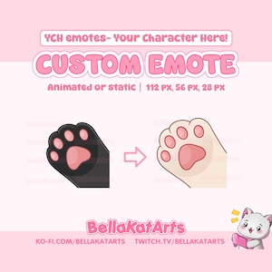 Custom Cat Paw Animated Twitch Emote | Cute Custom Character Emotes, Digital Download for Streaming, Discord, Youtube