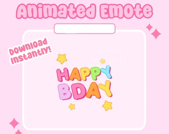 Rainbow Happy Birthday Star Animated Emote - Cute Bday Party Emote Descarga digital - Colorido gesto animado de Twitch para streamers