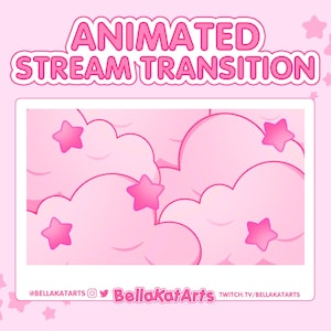 Animated Pink Cloud Stinger Stream Transition | Kawaii Pink Sky Transition | Cute Pink VTuber Assets | Aesthetic Streamer Overlay