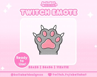 Animated Black Kitty Paw Twitch Emote / Cute Streamer Single Emote Descarga digital