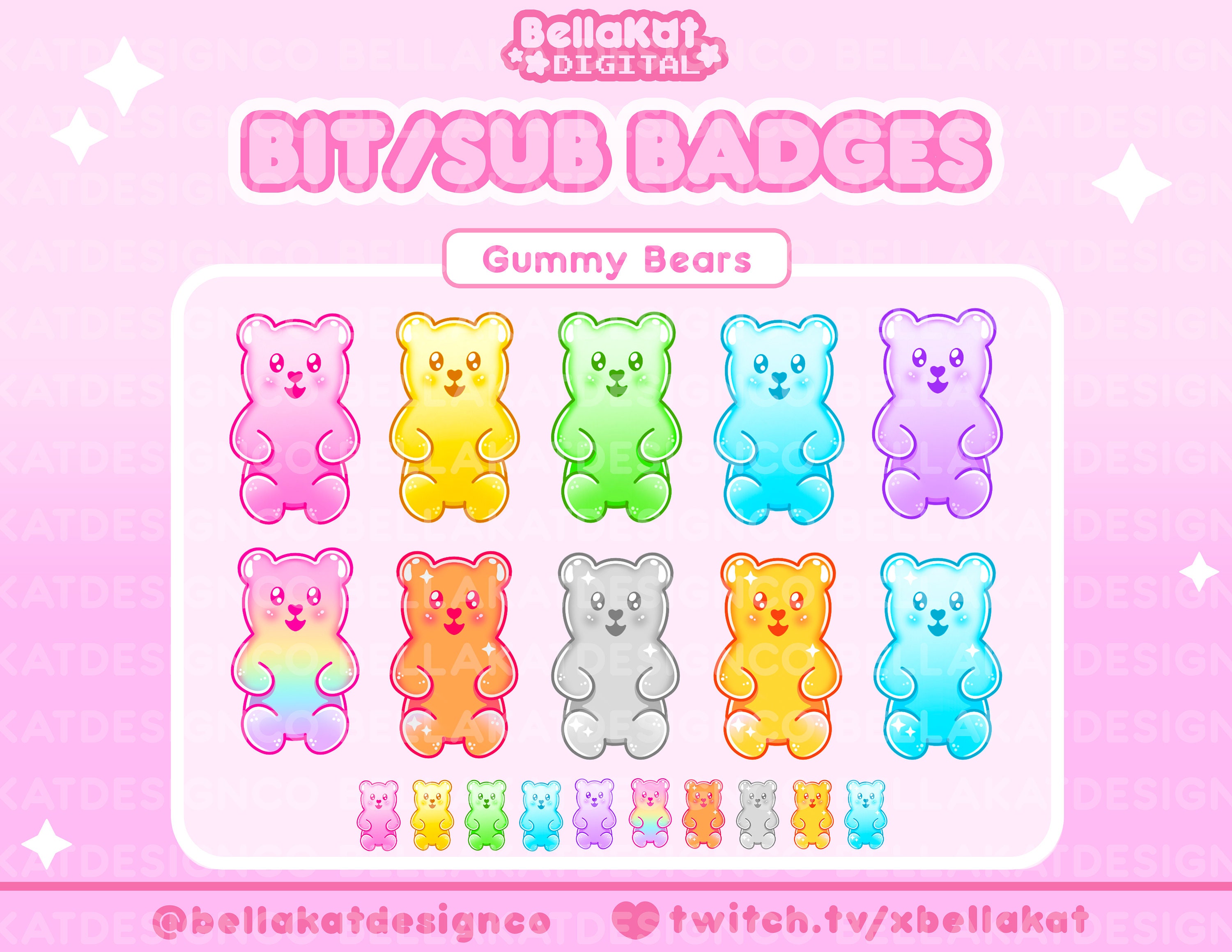 Gummy Bear Sub Badges | Premade Twitch Sub Badges | Twitch Bit Badges |  Discord Roles | Channel Points Icons