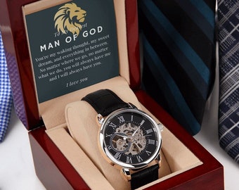 Christian Husband – Man of God Automatic Watch – Black Leather Band
