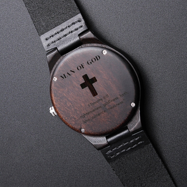 Man of God Watch Christian Watches Engraved Wooden Watch Engraved Mens Watches Man Religious
