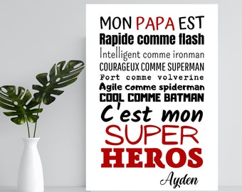 Affiche super papa - cadeau pour papa- cadeau fête des pères