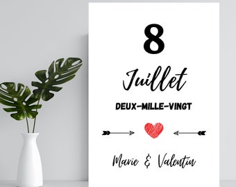 Cadeau Saint-Valentin - Affiche couple - Date Saint-Valentin