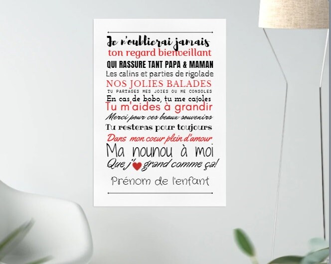 Affiche Personnalisée Pour Nounou - Cadeau Nounou