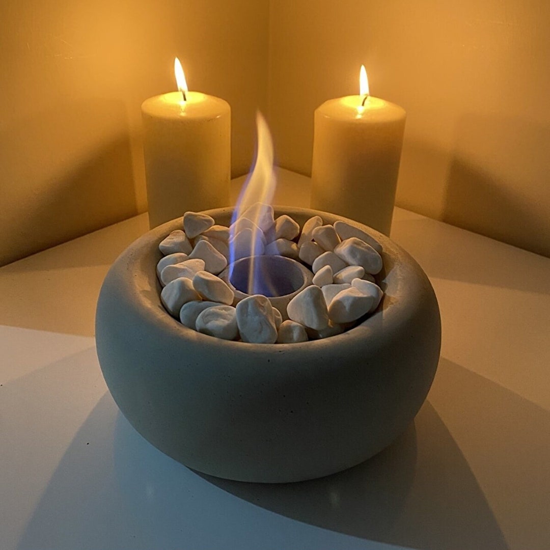 Concrete Tabletop Fireplace, Concrete Firepit, Handmade Firepit, Fire