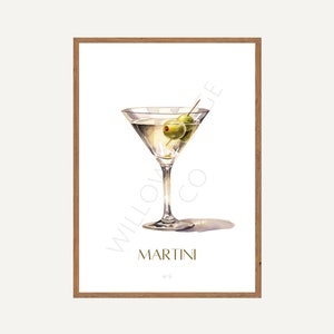 Martini-print | Cocktail | Bar Alcohol Bar Cart Happy Hour Drankjes | Digitaal bestand