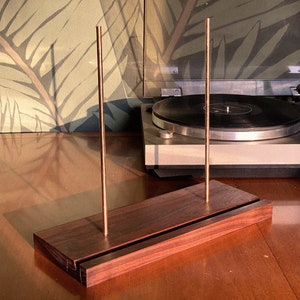Now Playing Record Stand | Black Walnut and Brass