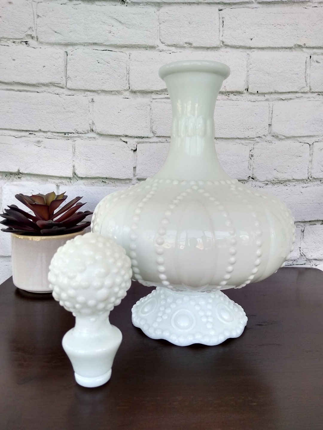 Empoli Milk Glass Oversized Genie Bottle Decanter Etsy Australia